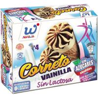 Cono de vainilla sin lactosa y sin azucar NORDWIK, pack 4x110 ml