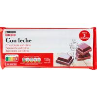 Chocolate con leche EROSKI BASIC, pack 3x150 g
