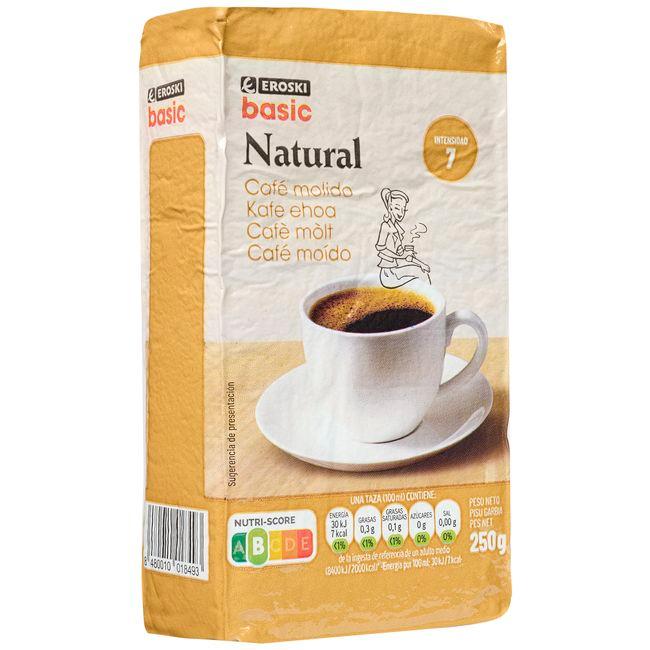 Café molido natural EROSKI BASIC, paquete 250 g