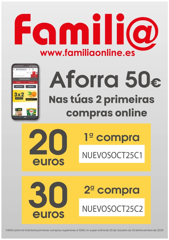 Aforra 50€ nas túas dos primeiras compras online