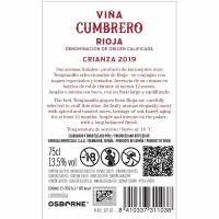 Vino Tinto Crianza Rioja VIÑA CUMBRERO, botella 75 cl