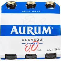 Cerveza sin alcohol 0,0% AURUM, pack botellín 6x25 cl