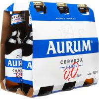 Cerveza sin alcohol 0,0% AURUM, pack botellín 6x25 cl