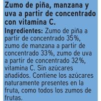 Zumo de piña, manzana y uva EROSKI, pack 6x20 cl