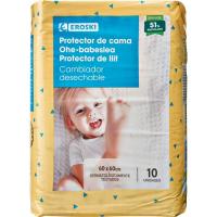 Protector para cama de bebé 60x60 EROSKI, paquete 10 uds