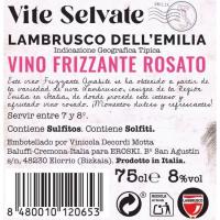 Vino Lambrusco VITE SELVATE, botella 75 cl