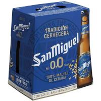 Cerveza sin alcohol 0,0 SAN MIGUEL, pack botellín 6x25 cl