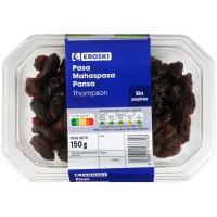 Pasas Thompon sin semilla EROSKI, tarrina 150 g