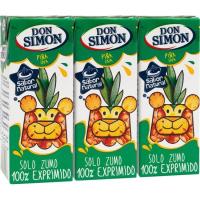 Zumo de piña exprimida DON SIMON, pack 3x20 cl