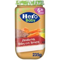 Potito de ternera con zanahorias HERO, tarro 235 g