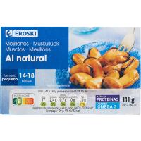 Mejillón al natural 14/18 piezas EROSKI, lata 69 g