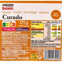 Queso curado mezcla EROSKI, cuña 375 g