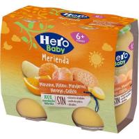Merienda de mandarina-manzana-galleta HERO, pack 2x190 g