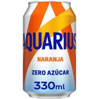 Bebida isotónica de naranja sin azúcar AQUARIUS, lata 33 cl