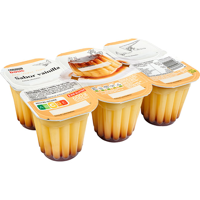 Flan de vainilla EROSKI basic, pack 6x100 g