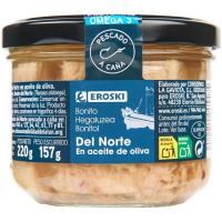 Bonito en aceite de oliva EROSKI, frasco 220 g 