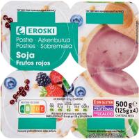 Postre de soja con frutos rojos EROSKI, pack 4x125 g