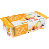 Yogur con fresas-albaricoque-pera-mora EROSKI, pack 8x125 g
