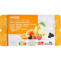 Yogur con fresas-albaricoque-pera-mora EROSKI, pack 8x125 g