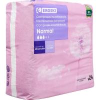 Compresa de incontinencia leve normal EROSKI, paquete 24 unid.