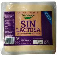 Queso sin lactosa PRADOLONGO, lonchas, bandeja 100 g