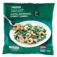 Revuelto de ajetes trigueros-gambas EROSKI, bolsa 450 g