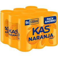 Refresco de naranja KAS ZERO, pack 9x33 cl