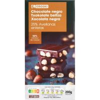 Chocolate negro-avellanas EROSKI, tableta 200 g