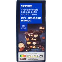Chocolate negro con almendras EROSKI, tableta 200 g