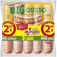 Salchichas big con queso ELPOZO, pack 3x200 g