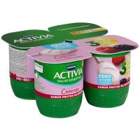 Activia 0% cremoso sabor a frutas silvest. DANONE, pack 4x125 g