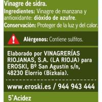 Vinagre de manzana EROSKI, botella 50 cl