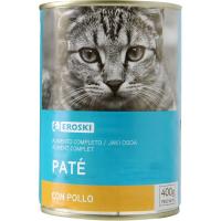 Paté con pollo para gato EROSKI, tarrina 400 g