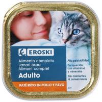 Paté de pollo para gato EROSKI, lata 100 g