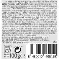 Paté de pollo para gato EROSKI, lata 100 g