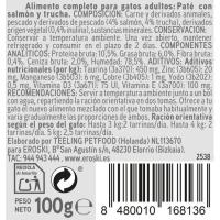 Paté de salmón para gato EROSKI, lata 100 g