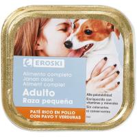 Paté de pollo para perros de razas pequeñas EROSKI, lata 150 g