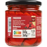 Pimiento de piquillo entero EROSKI, frasco 260 g