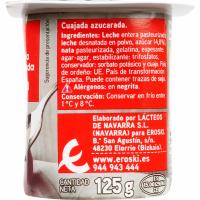 Cuajada natural azucarada EROSKI, pack 4x125 g