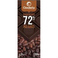 Chocolate negro 72% cacao CLAVILEÑO, tableta 150 g