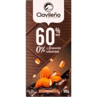Chocolate puro de almendra sin azúcar CLAVILEÑO, tableta 125 g