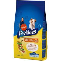 Alimento de pollo-buey-verdura perro mini BREKKIES, saco 1,5 kg