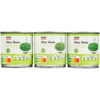 Guisante muy fino EROSKI BASIC, pack 3x140 g