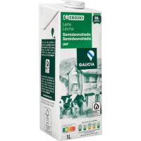 Leche semidesnatada de Galicia EROSKI, brik 1 litro