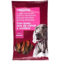 Barrita trenzada buey-ave-cord. para perro EROSKI, paquete 120 g