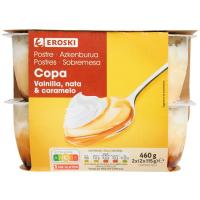 Copa de vainilla-nata-caramelo EROSKI, pack 4x115 g