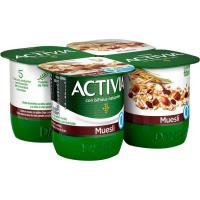 Activia de muesli 0% DANONE, pack 4x115 g