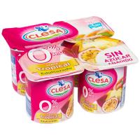 Yogur desnatado tropical CLESA, pack 4x125 g