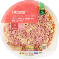 Pizza de jamón-queso EROSKI, 1 ud, 400 g
