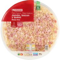 Pizza de jamón-bacón-queso EROSKI, 1 ud, 580 g